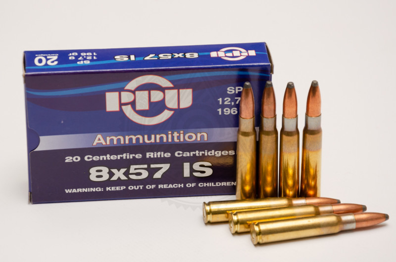 Патрон PPU 8×57IS, куля SP 12,7 г (196 grain), поч. швидкість 825 м/с