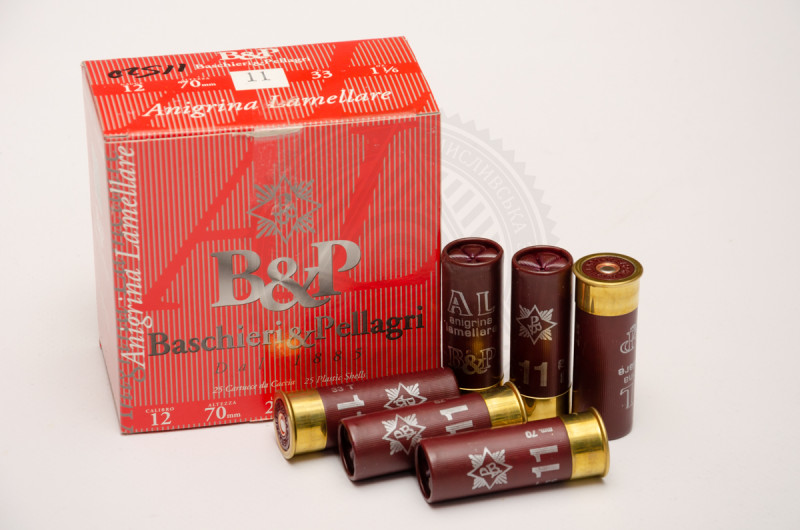 Патрон B&P Anigrina Lamellare, калібр 12×70, дріб 33 г