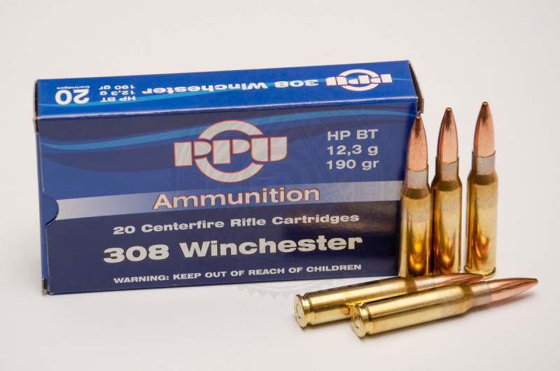Патрон PPU .308 Win (7.62×51), куля HP BT 12,3 г (190 grain), поч. швидкість 765 м/с