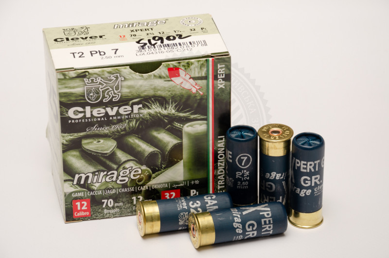 Патрон Mirage Clever T2 №7 контейнер, калібр 12×70, дріб 32 г
