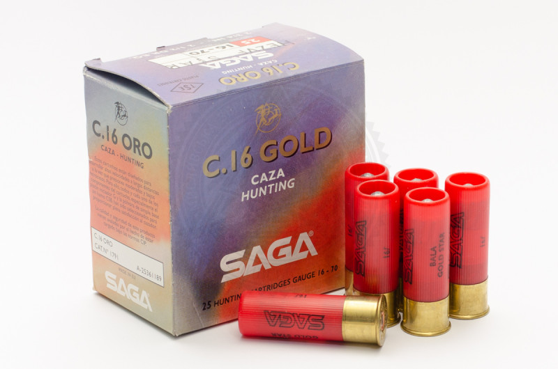Патрон Saga Caza Hunting C.16 Gold, калібр 16/70, куля 26 г